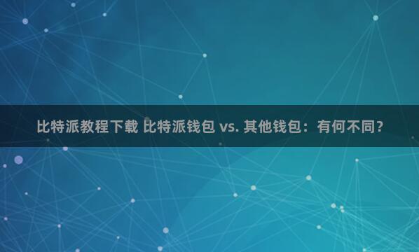   比特派教程下载 比特派钱包 vs. 其他钱包：有何不同？