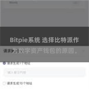 Bitpie系统 选择比特派作为数字资产钱包的原因。