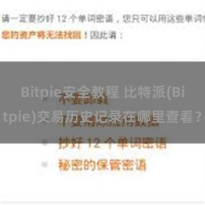 Bitpie安全教程 比特派(Bitpie)交易历史记录在哪里查看？